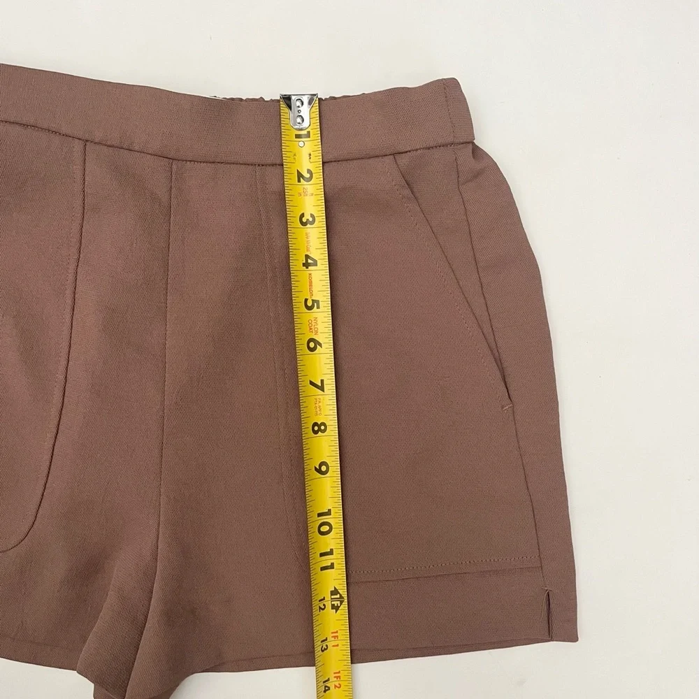 Aritzia Wilfred Boissier Short High Waisted Classic Trouser Brown Tan Size Small - Picture 7 of 9